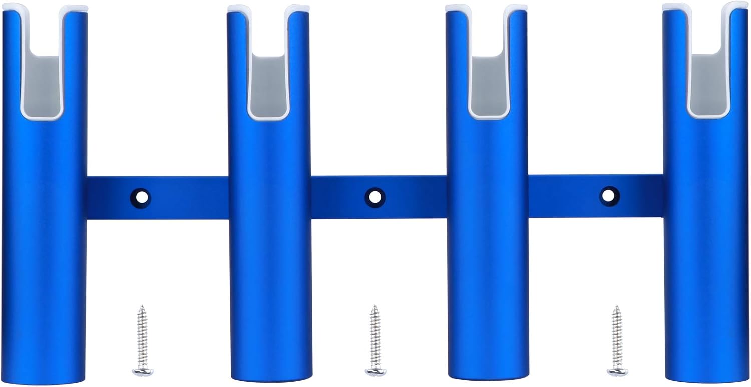 Aluminium Wall Mounted 4 Tubes Fishing Rod Holder, Pack of 2 T22833