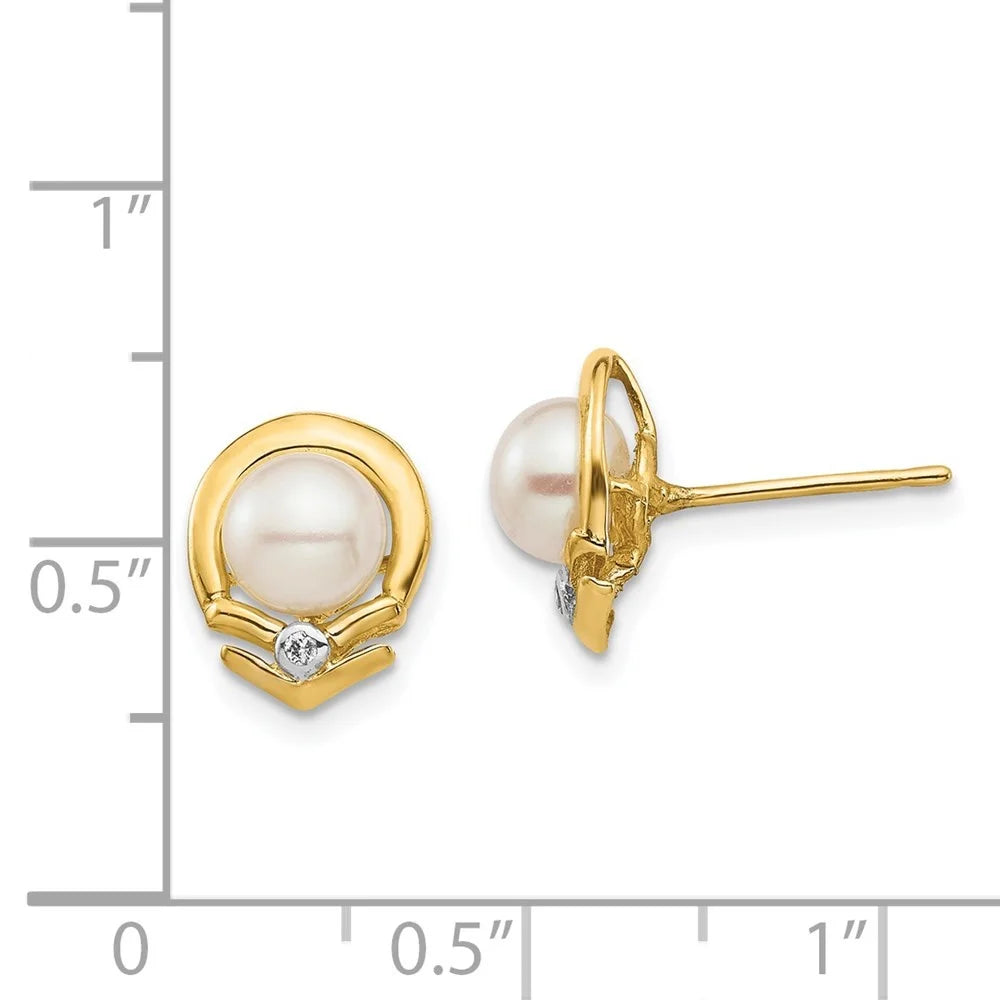 14k Yellow Gold Cultured Pearl Stud Earrings X71167