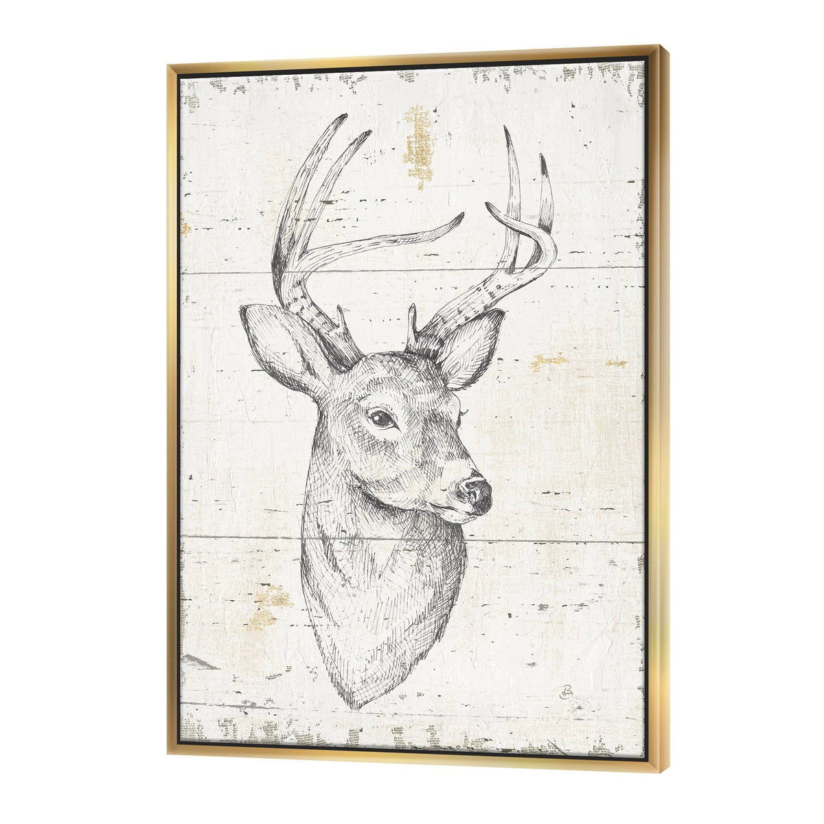 Framed Canvas Wildlife Animal, 16 inch x 32 inch, Gray R3436