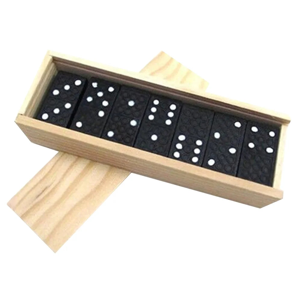 Black Wooden Domino Blocks Set Stacking Toy Blocks Board Games U850203