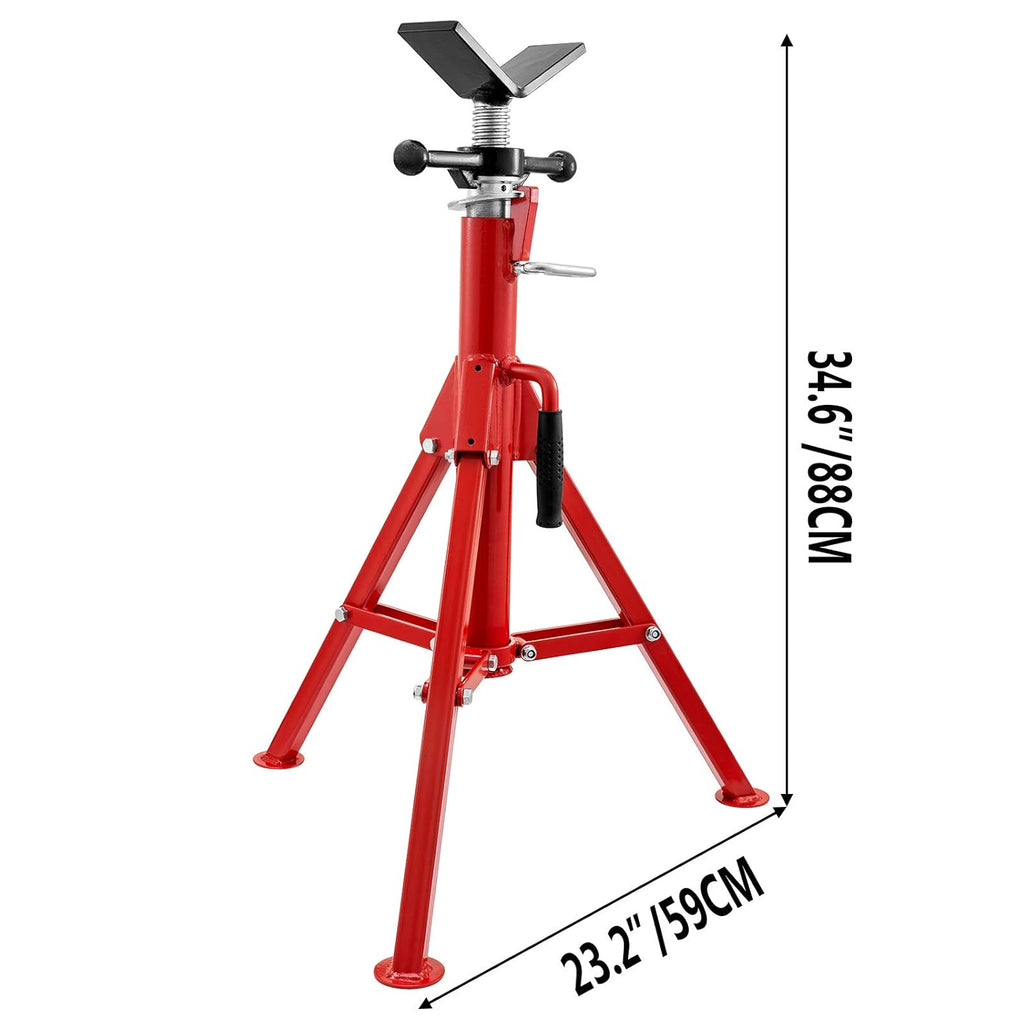 V Head Pipe Stand, Adjustable Height 24-42, 2500 lb. Load Capacity, Carbon Steel S13717