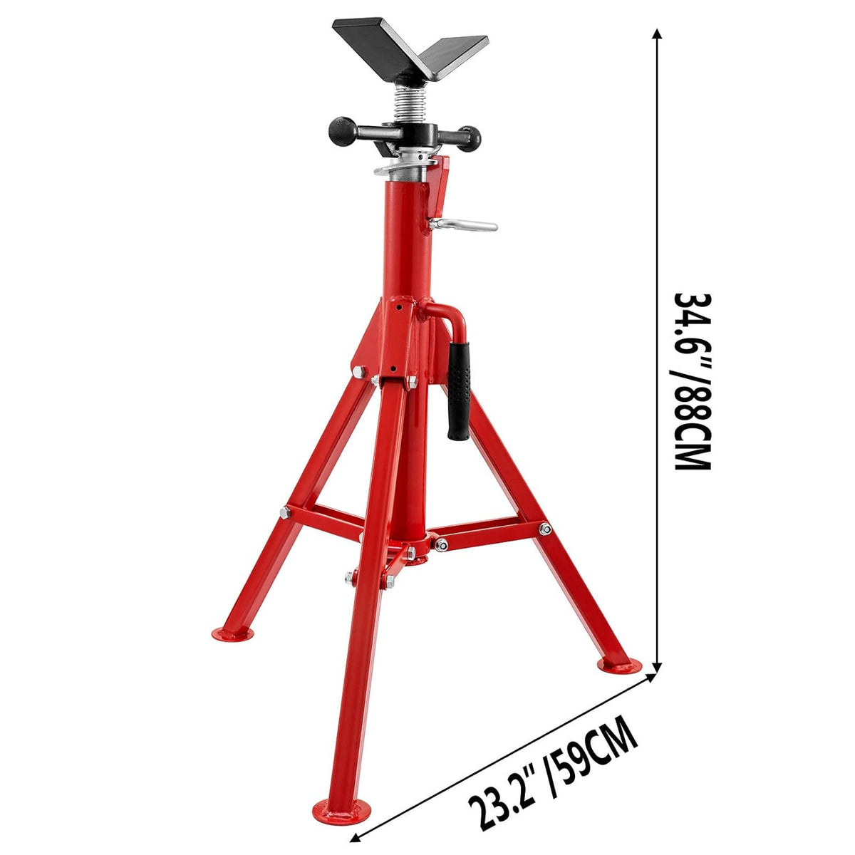 V Head Pipe Stand, Adjustable Height 24-42, 2500 lb. Load Capacity, Carbon Steel S13717