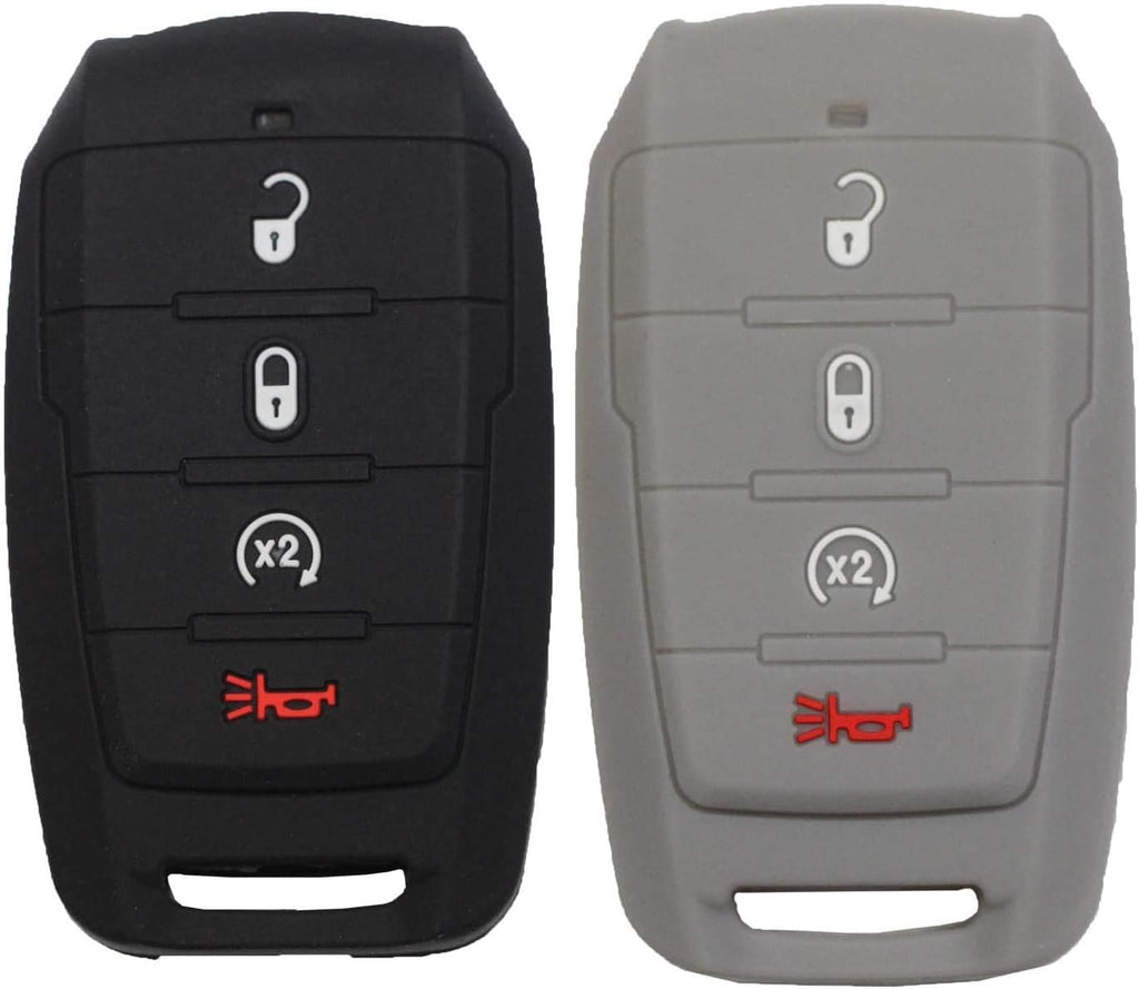 2pcs Silicone Rubber Smart Key Fob Cover Case Black+Red G38211