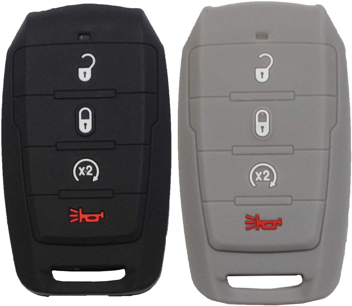2pcs Silicone Rubber Smart Key Fob Cover Case Black+Red G38211