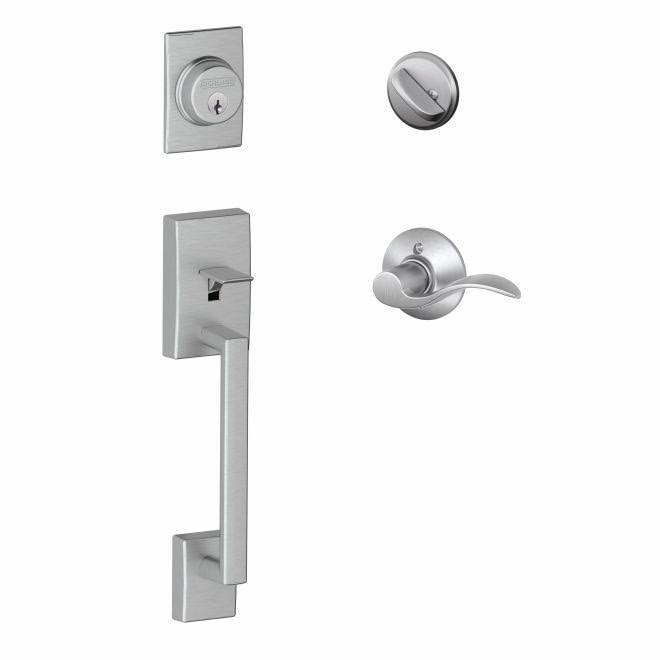 Century Single Cylinder Handleset with Accent Lever, Satin Chrome, Left Hand I6229