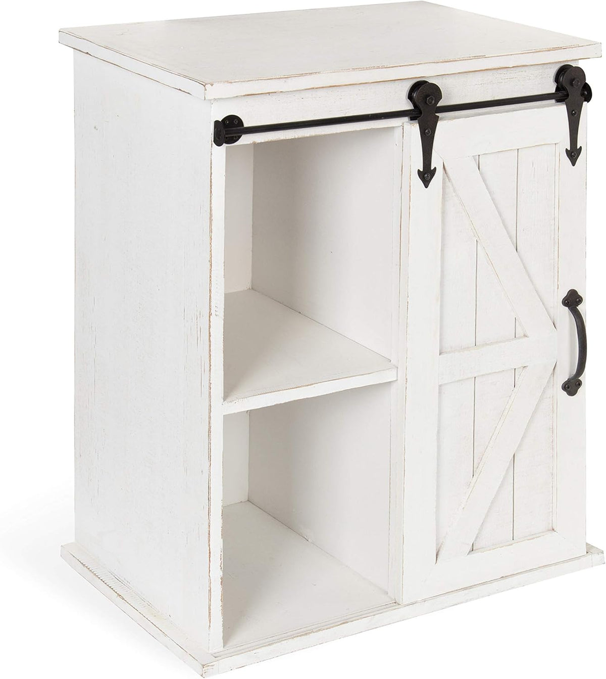 Antique White Freestanding Storage Cabinet with Sliding Barn Door P621589