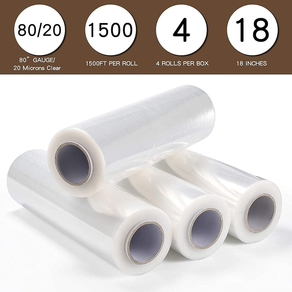 Clear Cast Pallet Stretch Wrap Film Pack of 4 Rolls, 1500' Per Roll A529