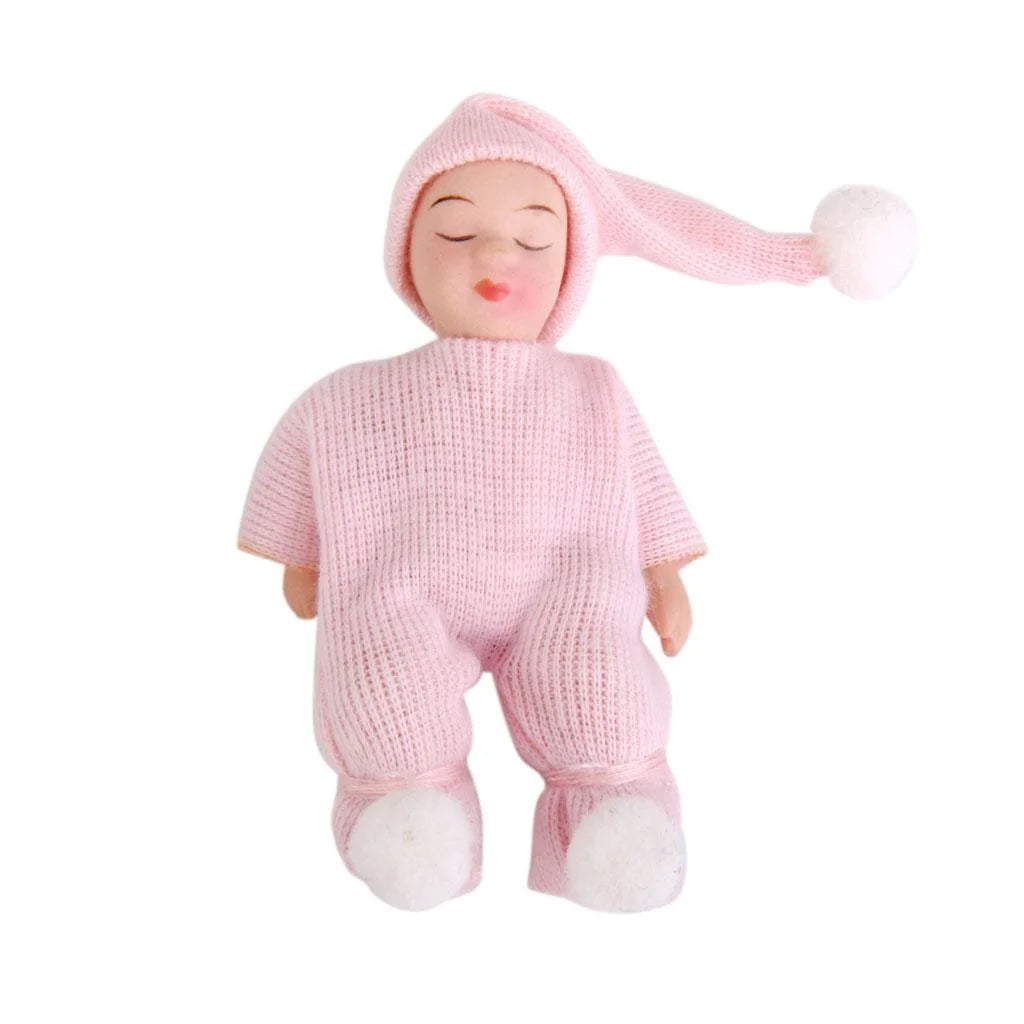 Porcelain Doll People Figure with Pink Sweater & Hat Y741370