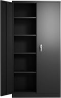 Black Steel Storage Cabinet with 4 Adjustable Shelves C715