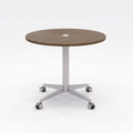 Pedestal Table with Teak Top and Casters I557