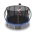 15FT Trampoline with Basketball Hoop, Blue, with Enclosure Net & Ladder K6289