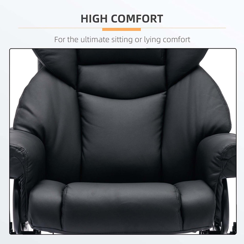 Black PU Massage Recliner Office Chair with Ottoman P539807