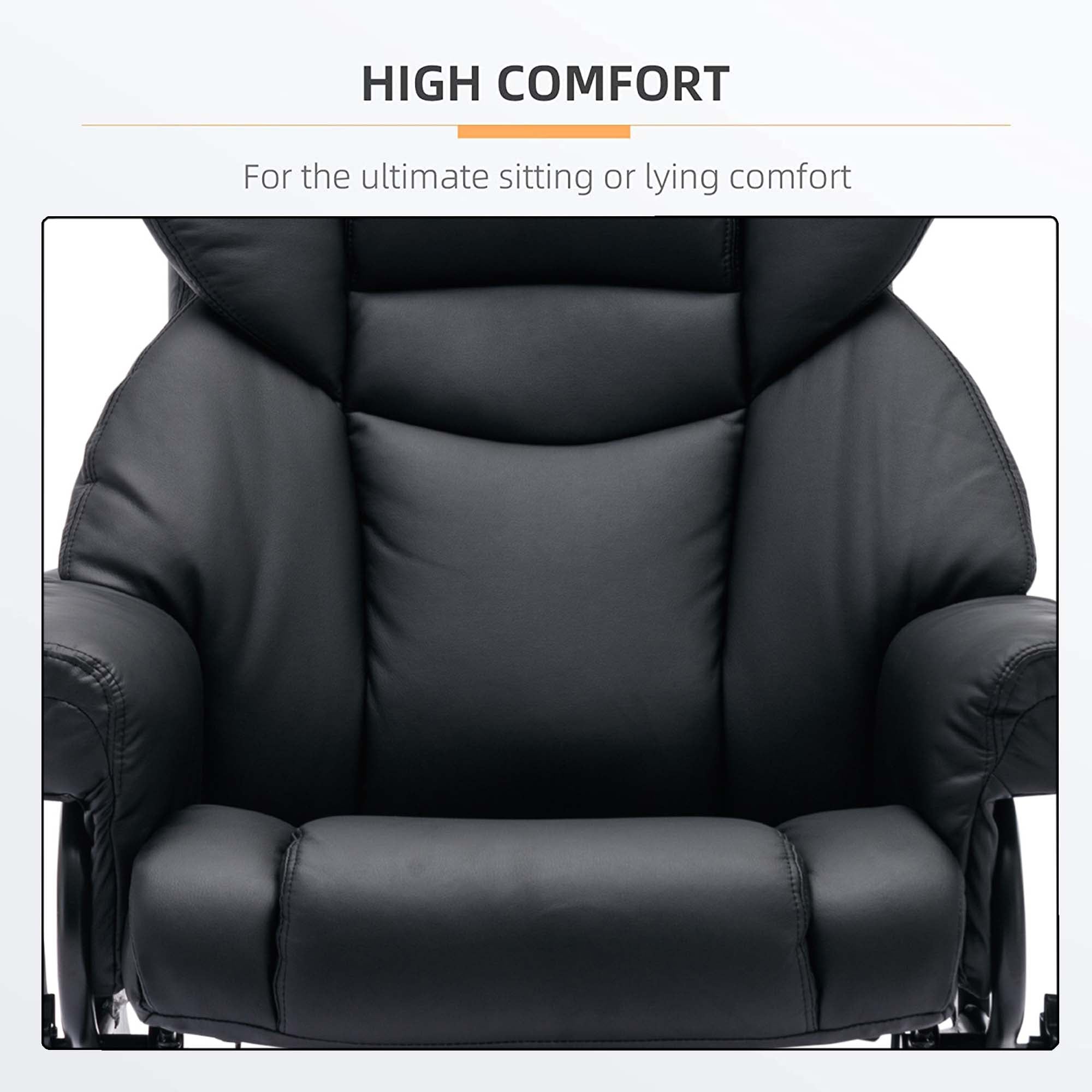 Black PU Massage Recliner Office Chair with Ottoman P539807