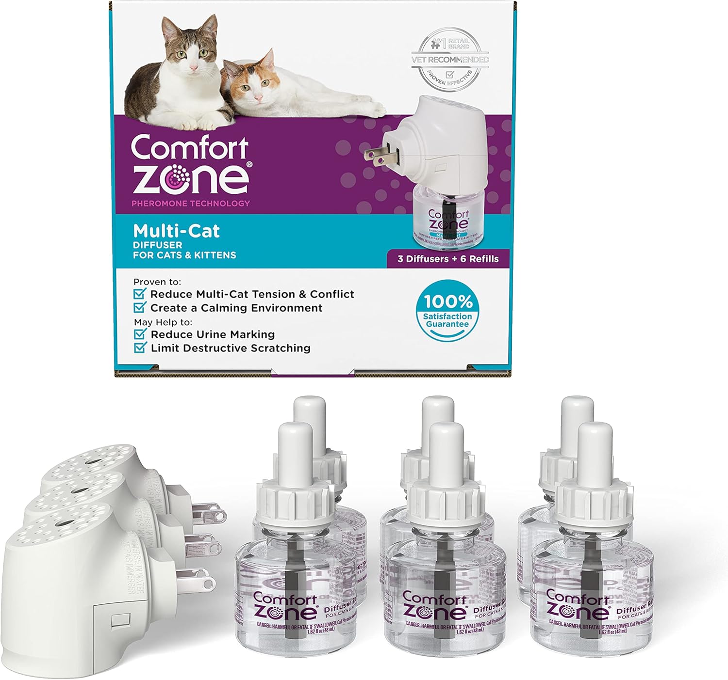 3 Diffusers Plus 6 Refills Multi-Cat Calming Diffuser Kit Q107