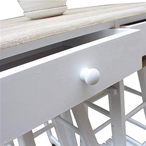 Foldable Dining Cart with Round Stools White A288