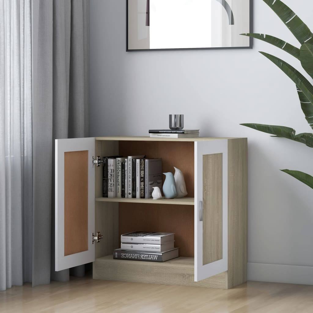 Book Cabinet White and Sonoma Oak Chipboard N925841