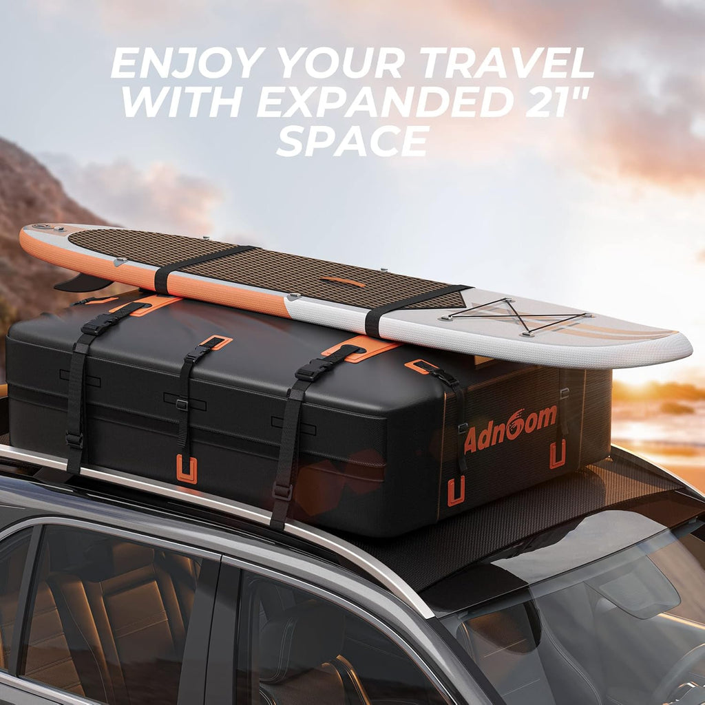 Car Rooftop Bag, 21 Cubic, 100% Waterproof, Rooftop Cargo Carrier with 10 Straps + 4 Door Hooks + Anti-Slip Mat + Storage Bag R9779