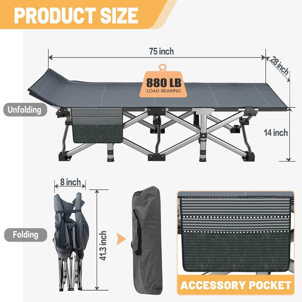 Folding Bed Cot with Carry Bag & Mattress X520