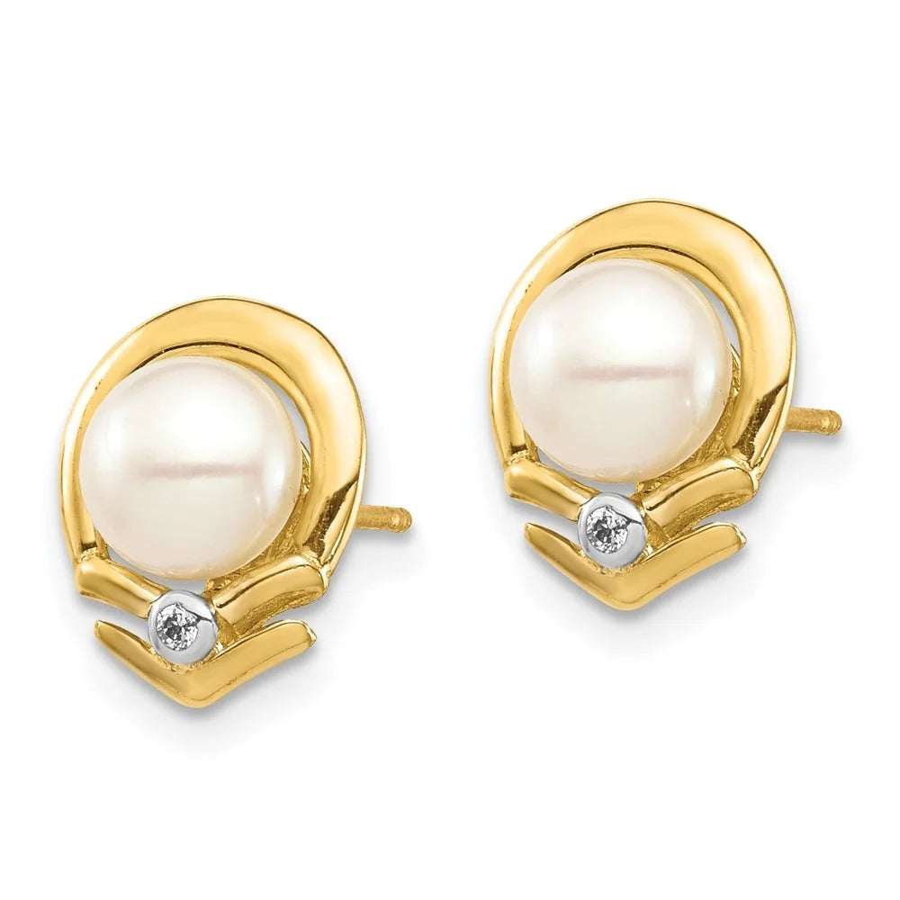 14k Yellow Gold Cultured Pearl Stud Earrings X71167