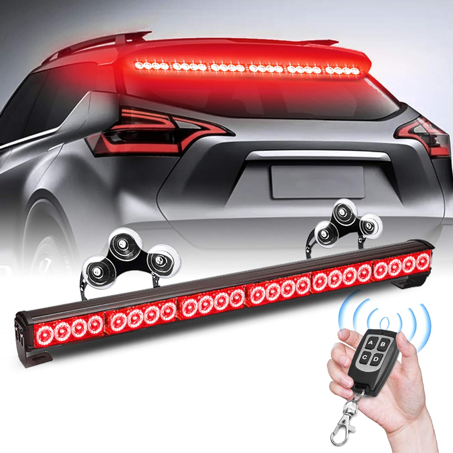 27 Inch 6 Panel LED Strobe Light Bar with Wireless Remote Control, White/Red, Pack of 2 V3681