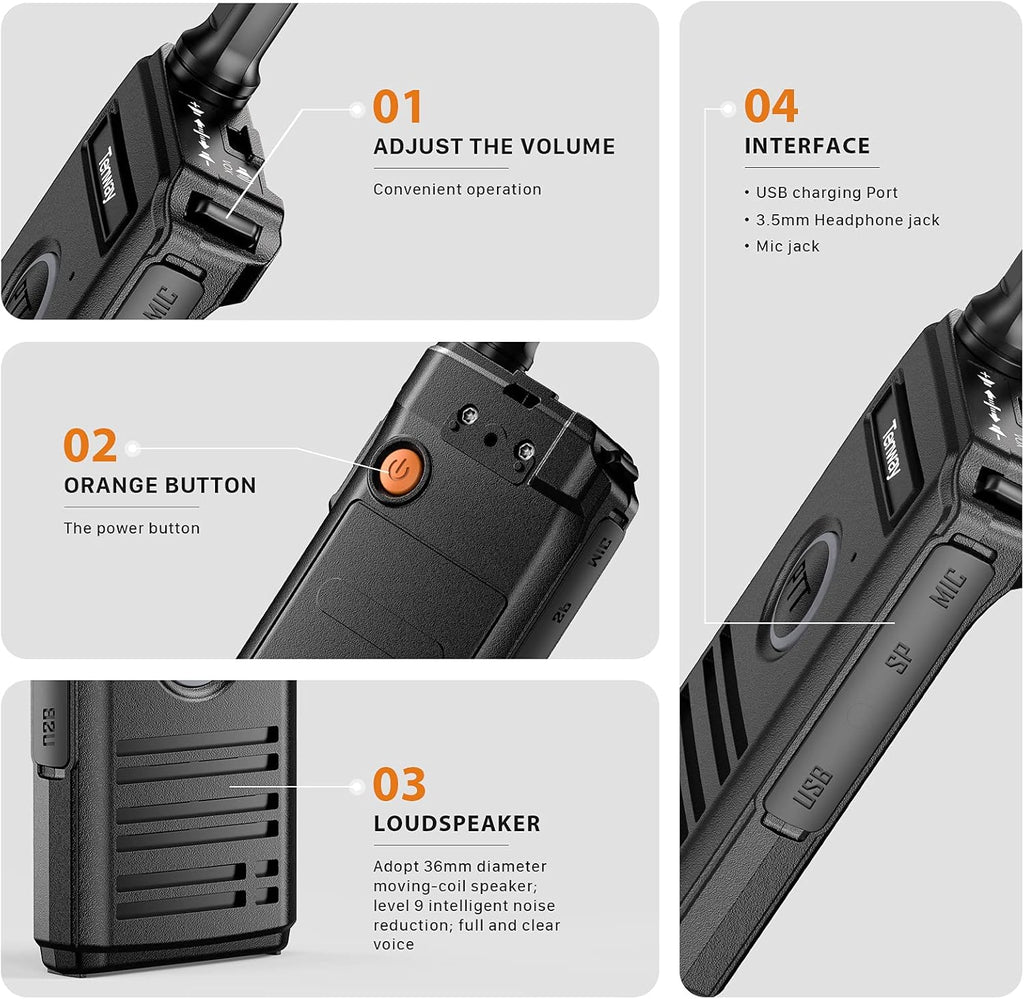 4 Pack Rechargeable Two Way Radio with Earpiece Z2467