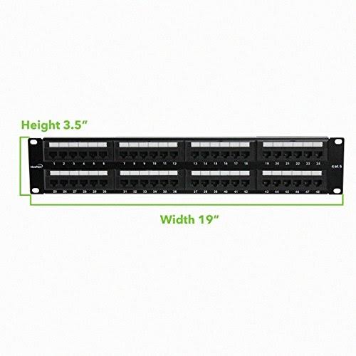 48-Port Cat6 UTP Unshielded Patch Panel 2U Black K54881