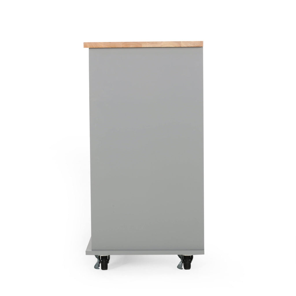 Gray/Natural Kitchen Cart with Wheels D338