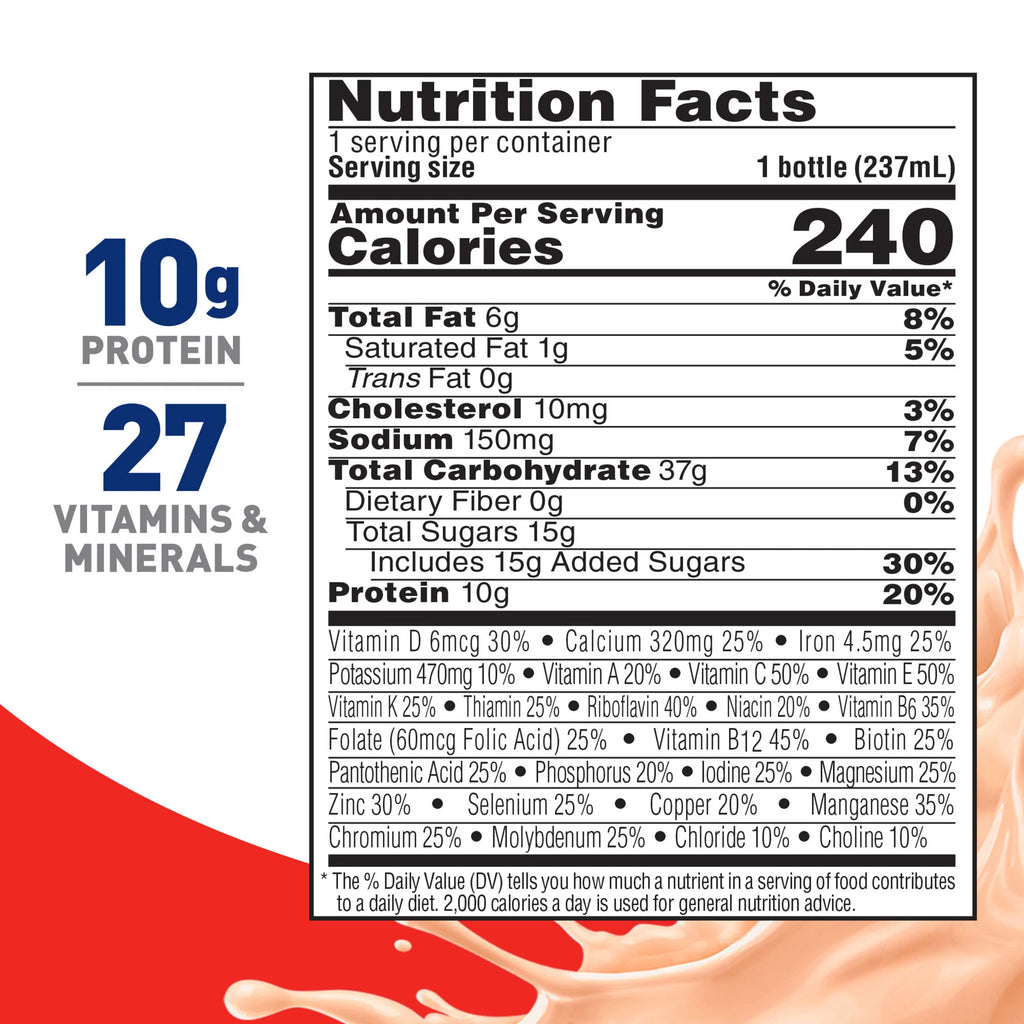 Creamy Strawberry Nutritional Drink, 10 g Protein, 15 - 8 fl oz Bottles V43147