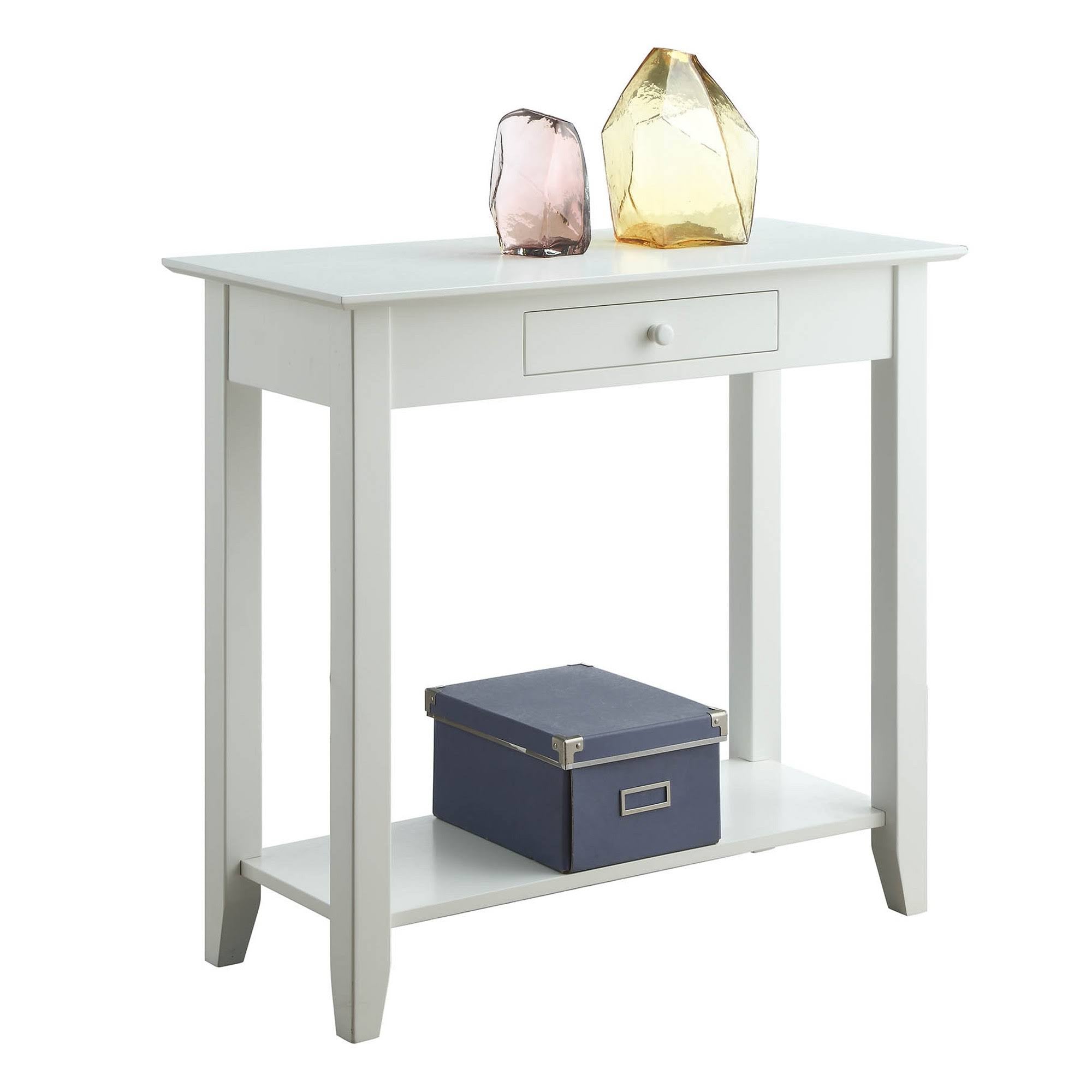 White Hall Table with Drawer/Shelf W67864