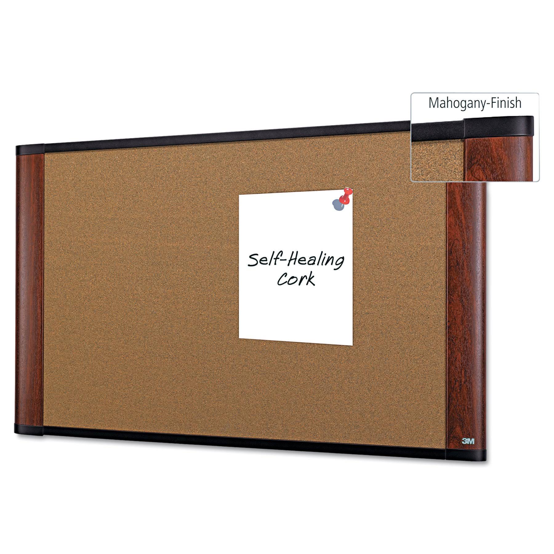 48 x 36 Cork Bulletin Board Mahogany Frame A319