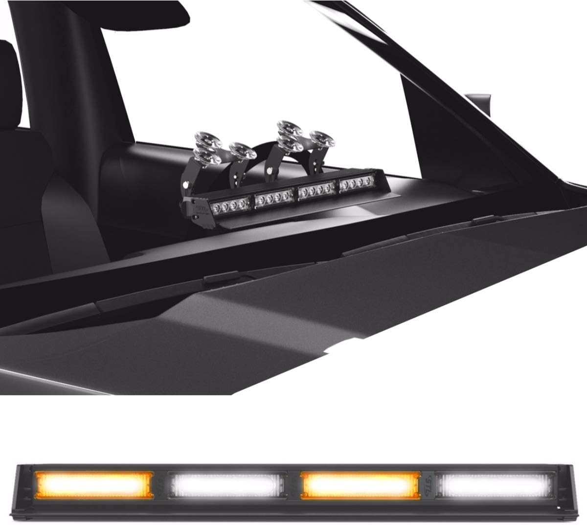 Blue/Blue 4 Head LED Strobe Light Bar with Cigarette Lighter Plug N18716