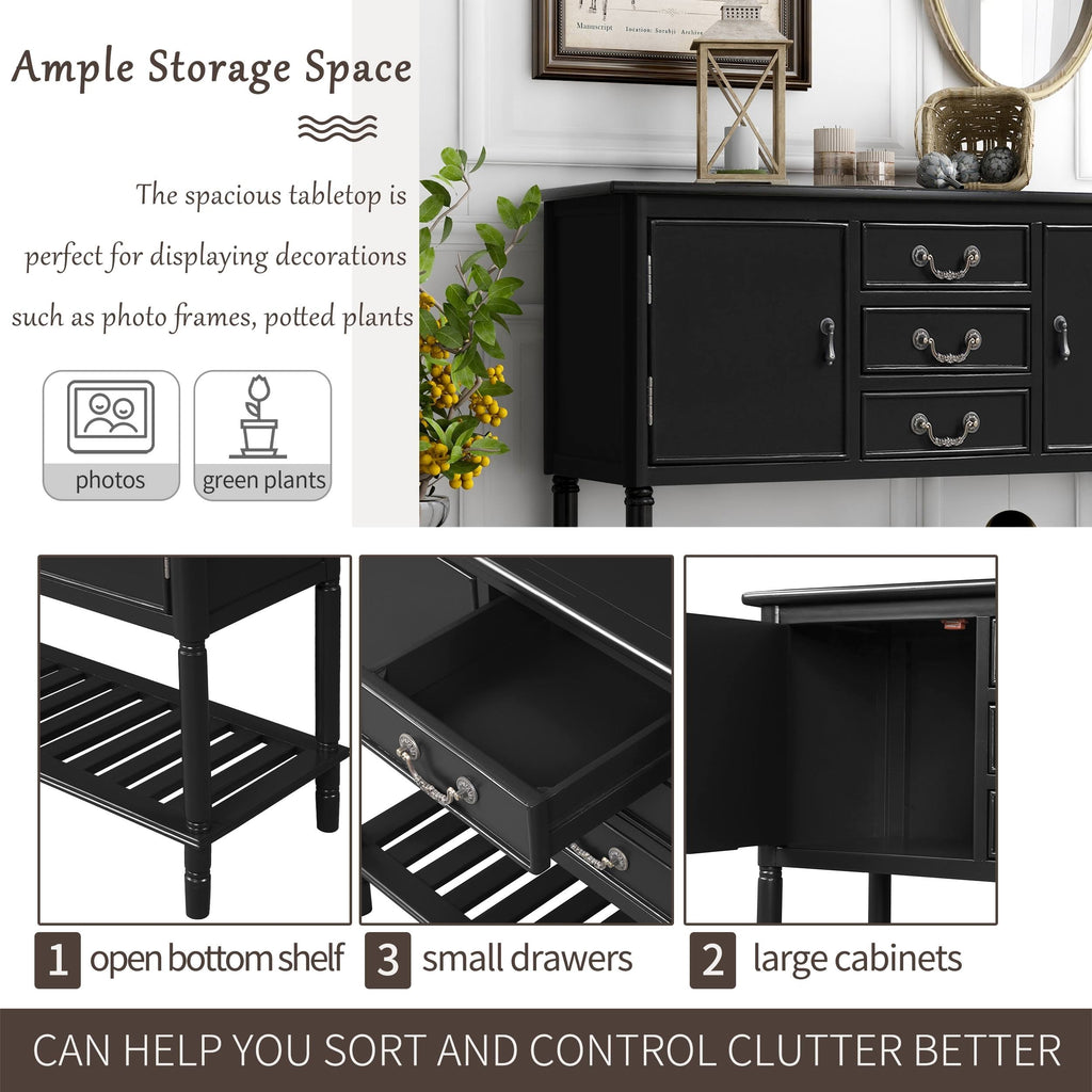Black 45-Inch Solid Wood Console Table Q456