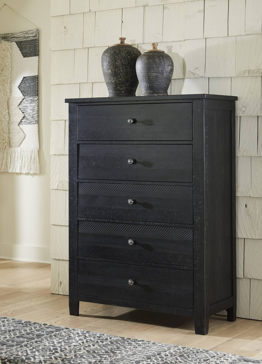 Black Five Drawer Chest Z1697