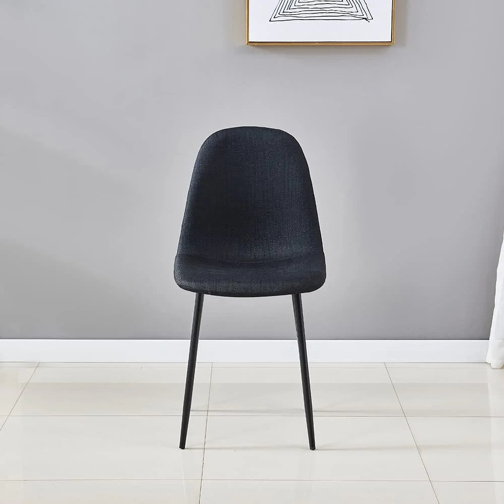 Black Fabric Upholstered Side Chairs Set of 4 with Metal Legs L9015