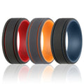 Silicone 2Layer Lines Ring Set Grey-Black 3 x 7 mm I8361