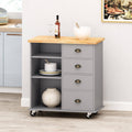 Gray/Natural Kitchen Cart with Wheels D338