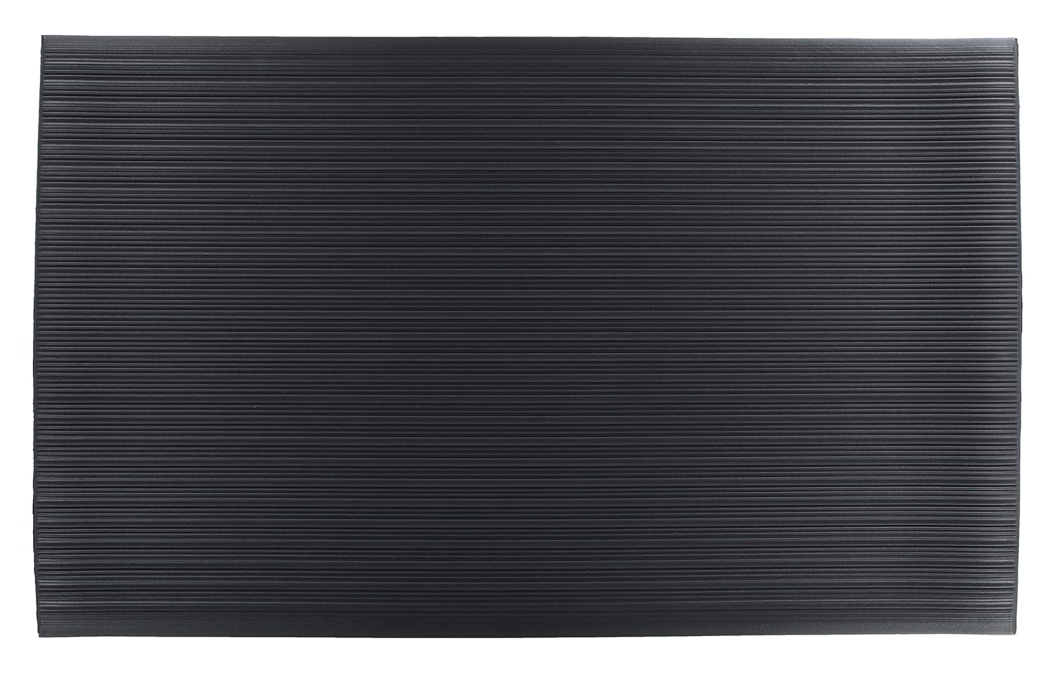 Anti-Fatigue Vinyl Floor Mat, 3'x5', Black, Pack of 2 B54369
