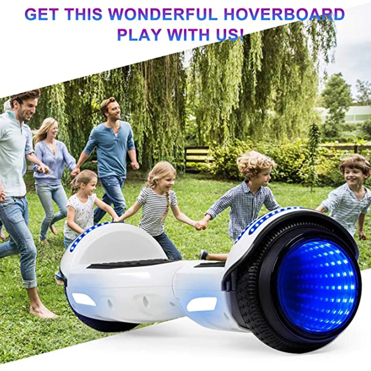 White 6.5" Hoverboard with LED Lights and Bluetooth Speaker C321830