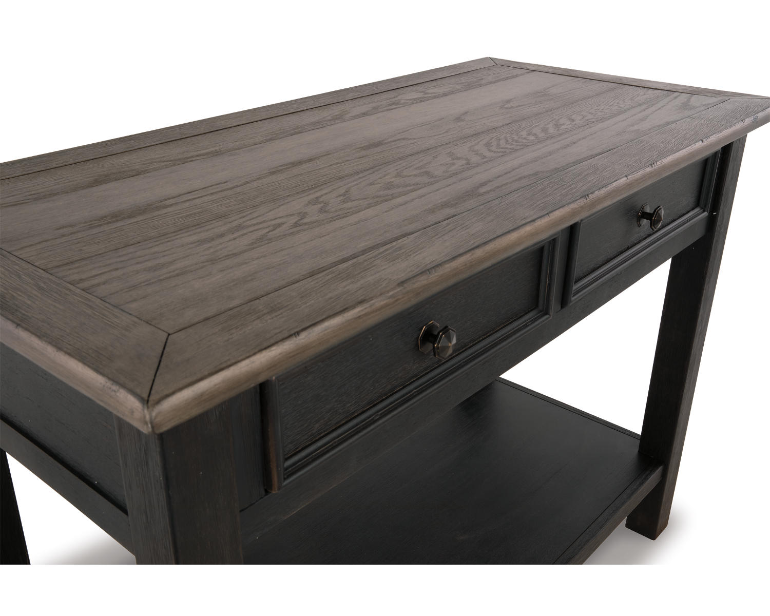 2 Drawer Sofa/Console Table, Grayish Brown/Black K923419
