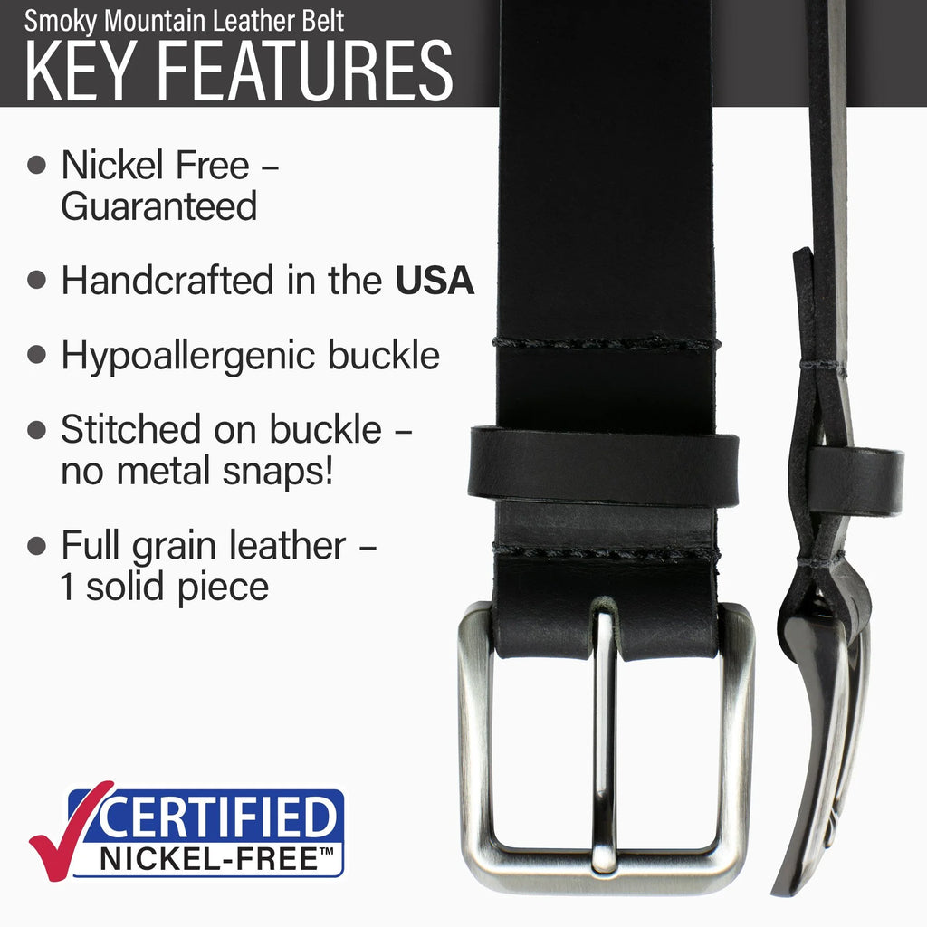 Black Leather Belt with Full Grain Leather Strap S276