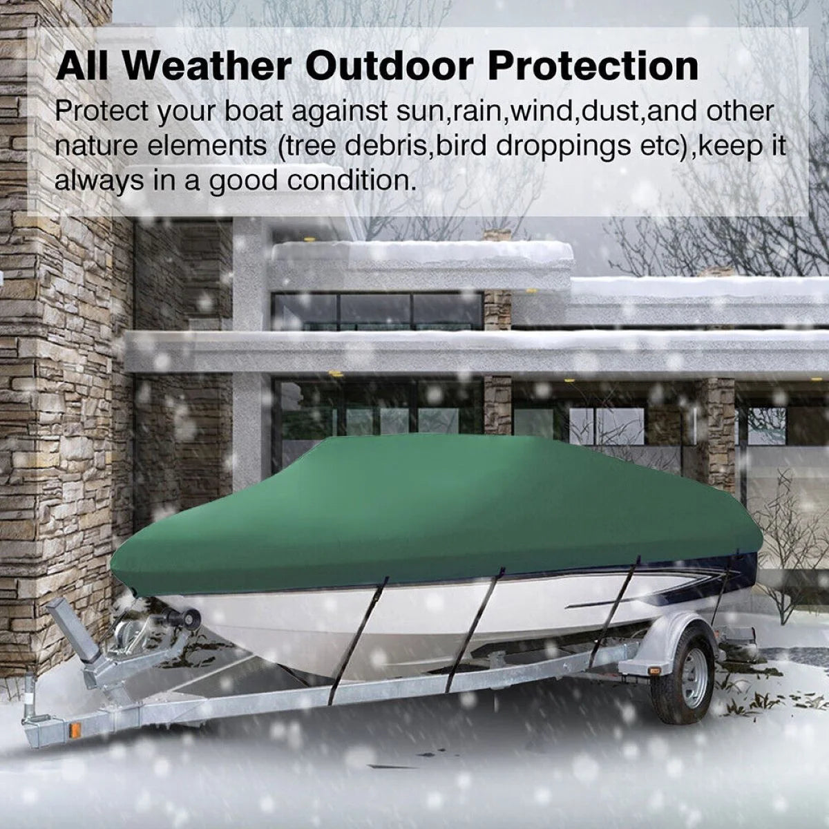 Green Waterproof Heavy Duty Boat Cover 11ft-13ft U763881