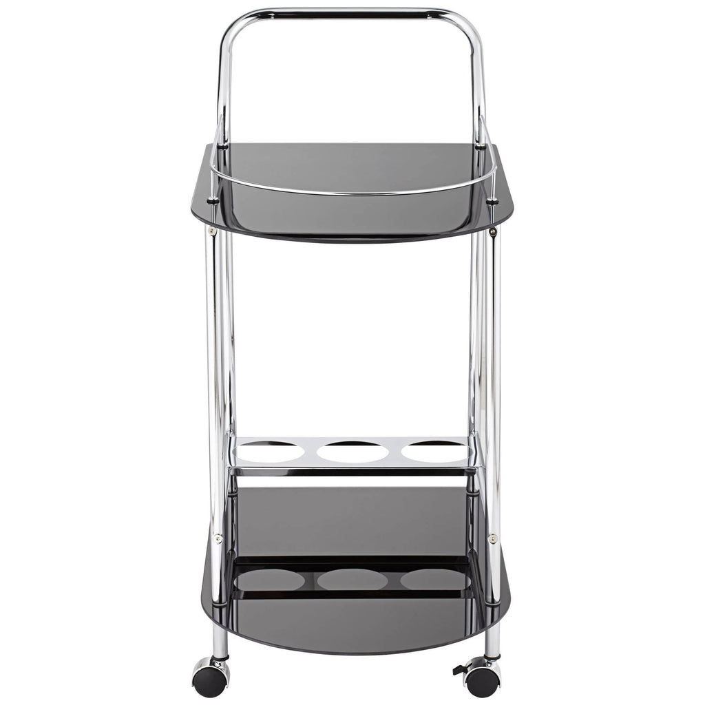 Black Glass Rolling Serving Cart V16269