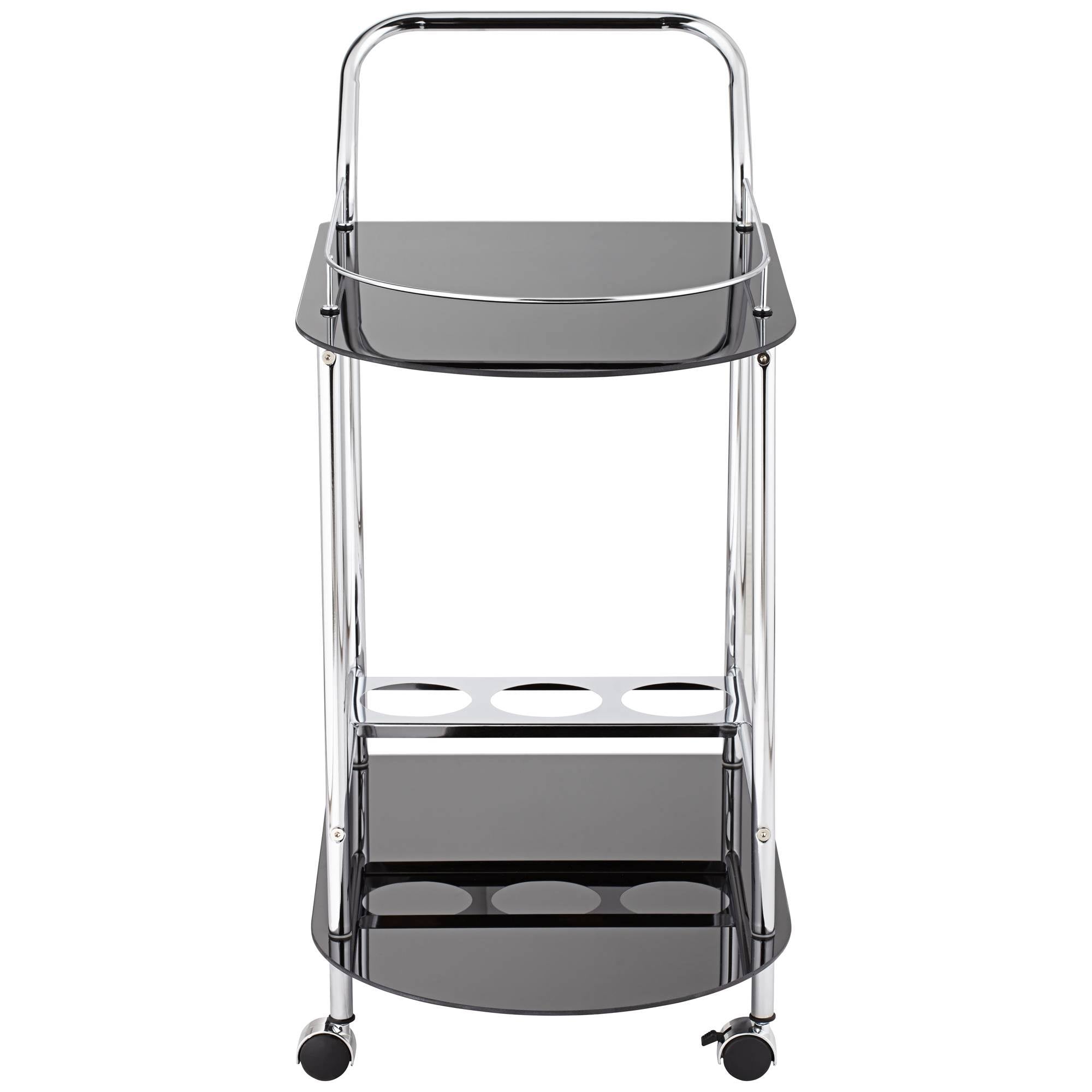 Black Glass Rolling Serving Cart V16269
