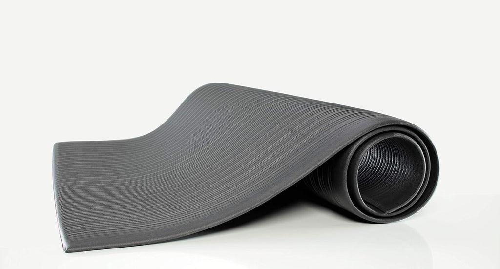 Anti-Fatigue Vinyl Floor Mat, 3'x5', Black, Pack of 2 B54369