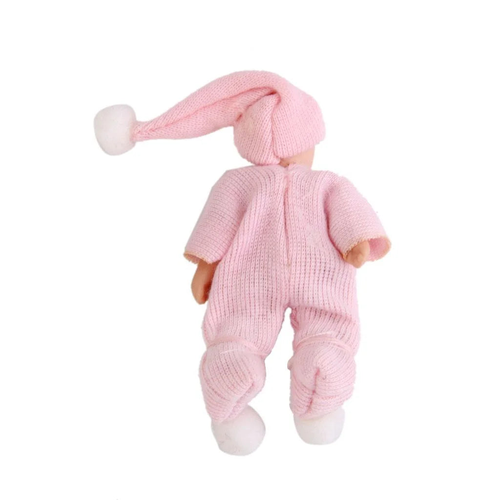 Porcelain Doll People Figure with Pink Sweater & Hat Y741370