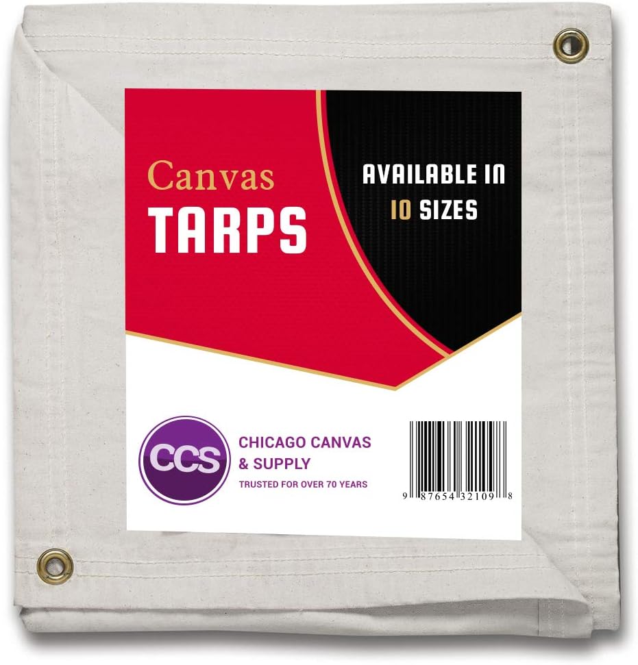 Olive Drab 10 by 12 Feet Waterproof Canvas Tarp with Rustproof Grommets J6368
