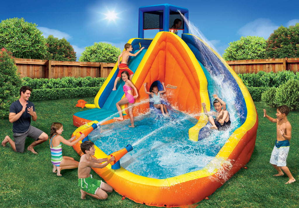 Inflatable Water Park Play Pool Slide with Water Cannons W7148