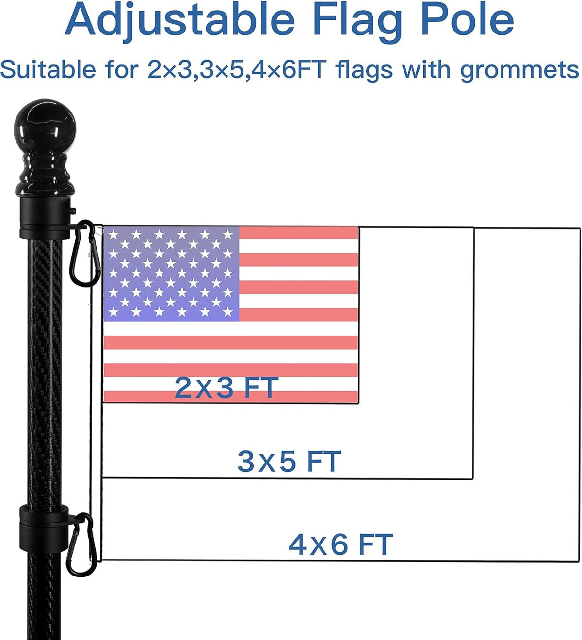 Black Carbon Fiber Flag Pole with Wall Mounted Holder O632