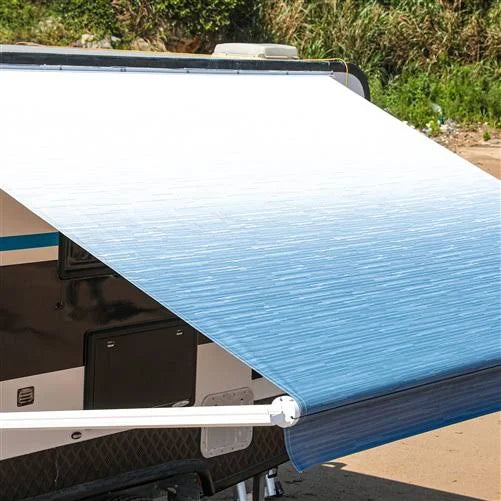 Motorized Retractable RV/Patio Awning - 13 x 8 Feet - Blue Fade B68880