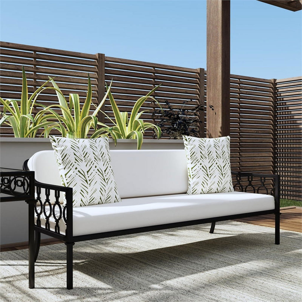 Black Iron Upholstered Outdoor Sofa K1166